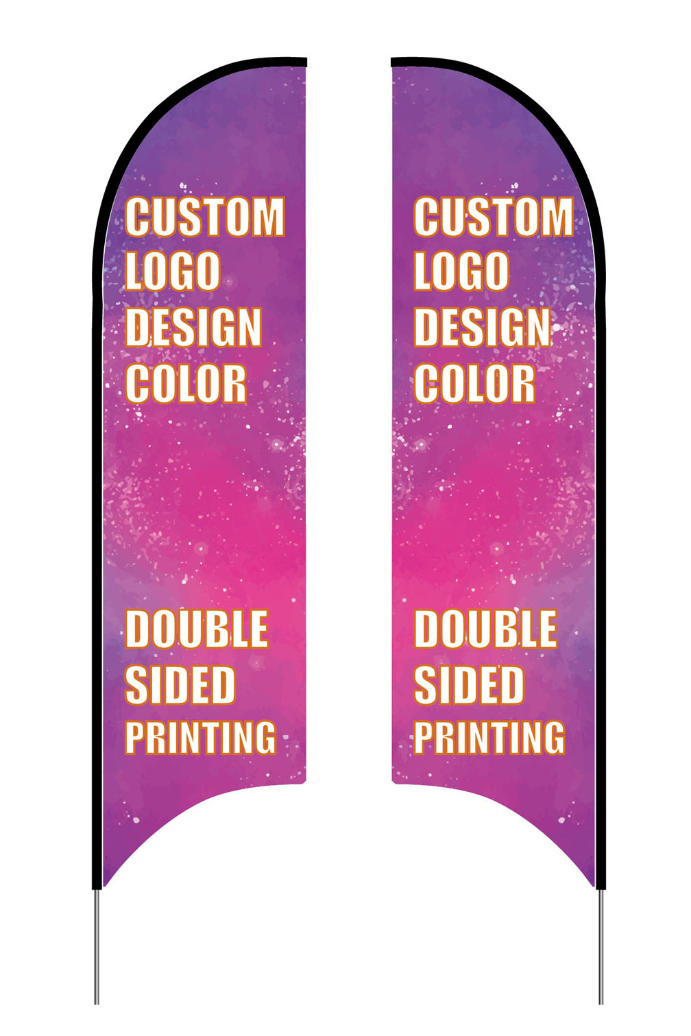 Bandera de plumas personalizada para publicidad con punta de tierra de poste de aluminio grueso, bandera comercial de impresión de doble cara
